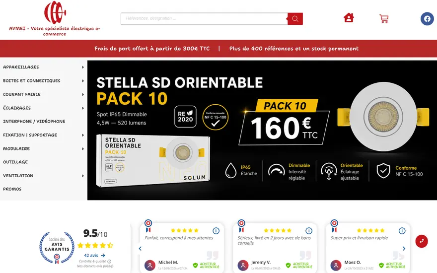 Page d’accueil du site Avmei