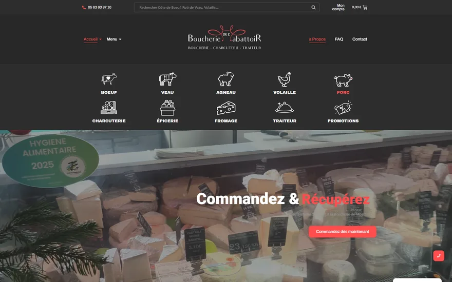Page d’accueil du site La Boucherie de l’Abattoir